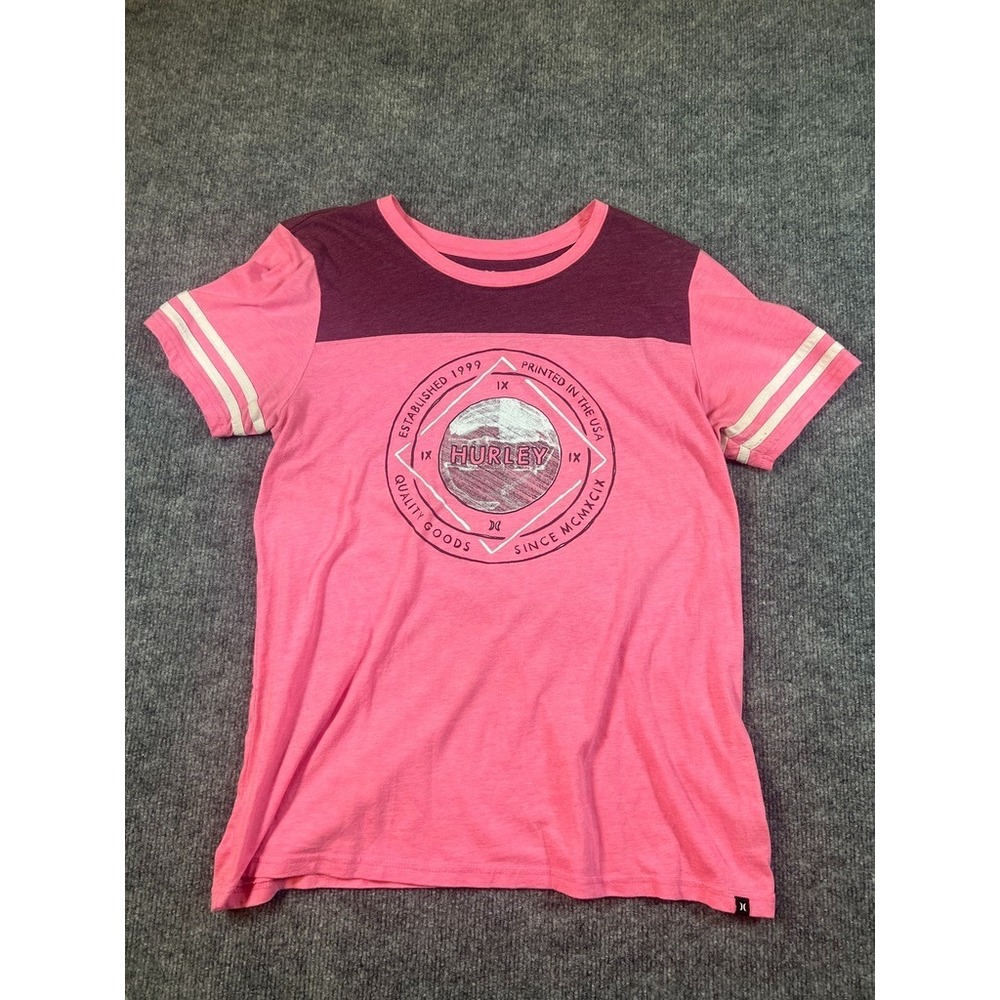 Hurley Top Women's Size L Graphic Tee T-Shirt Pink Short Sleeves